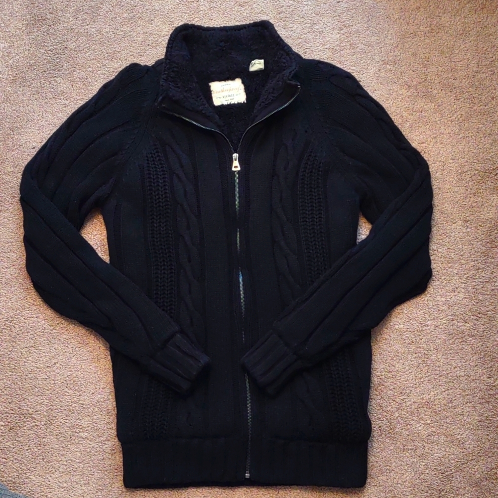 Weatherproof Vintage Black full zip lined sweater